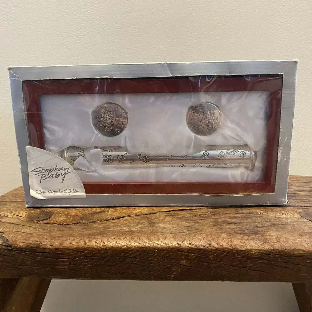 Stephan Baby Silver Keepsake Gift Set New Sealed Open Box Baby Shower Gift